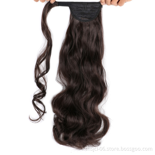 Wholesale Cheap price Wrap Around Long Straight Ombre Pony Tail Hair Extension Synthetic Fiber